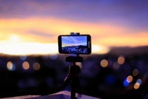 smartphone on tripod