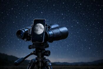 Binoculars capturing The Moon