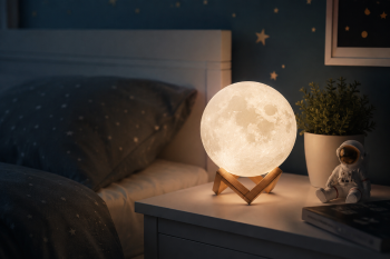 moon-lamp on a bedside table