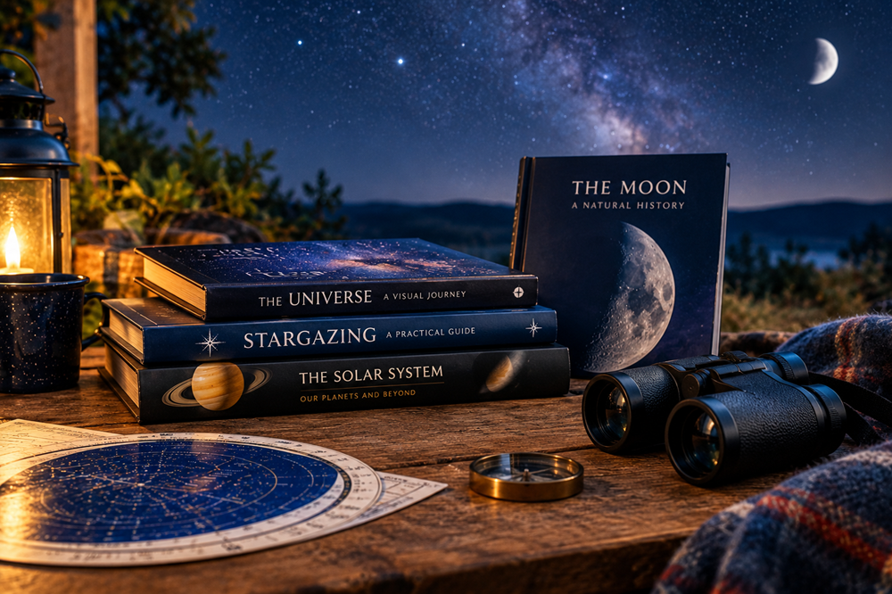 How to Choose the Perfect Astronomy Gift - a collection of astronomy books on a table
