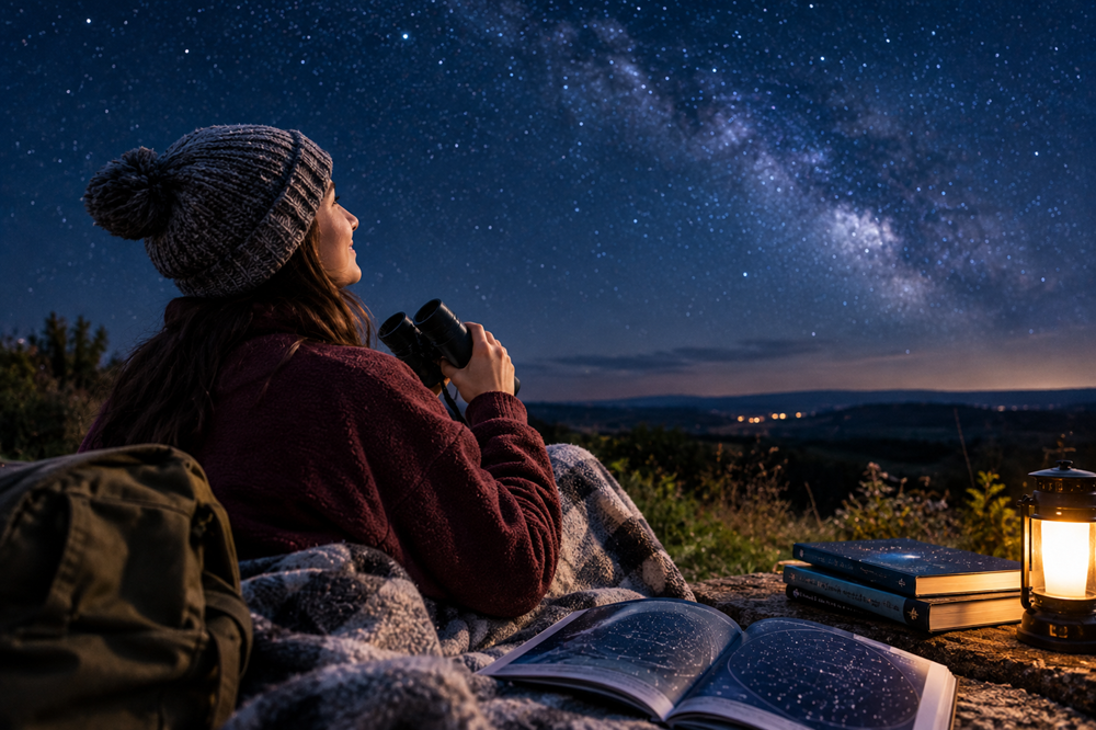 How to Choose the Perfect Astronomy Gift - person stargazing with binoculars